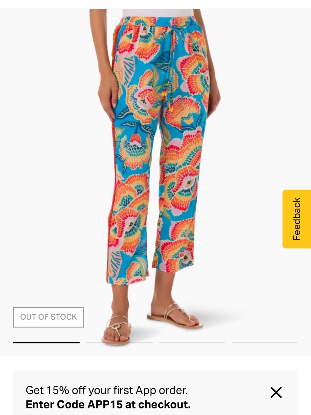 FARM Rio Bright Turquoise Floral Cropped Wide-Leg Pants